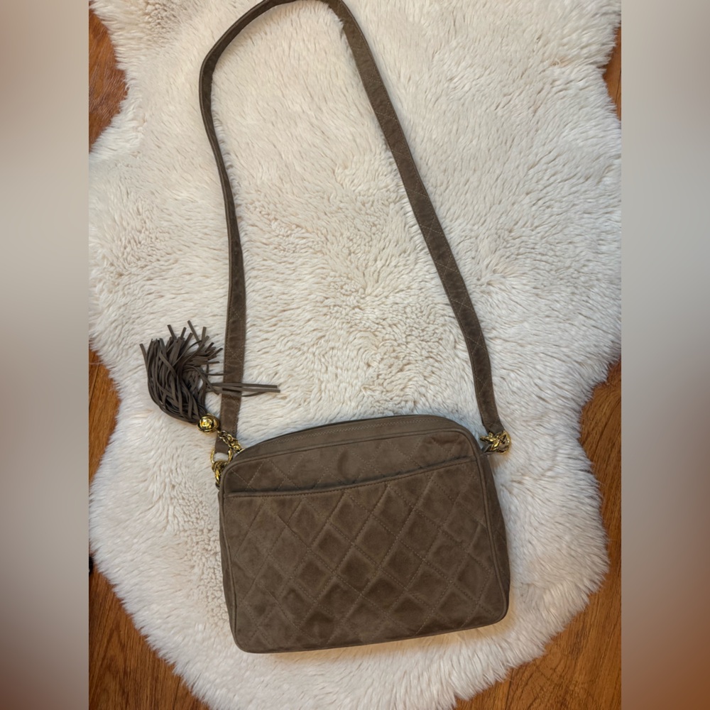 Chanel brown suede leather crossbody